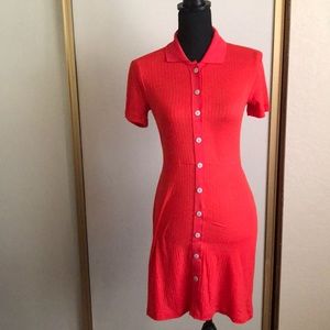 Orange Knit Button Down Dress